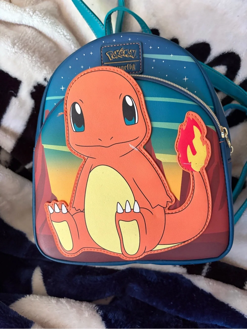 Pokemon Loungefly Charmander Mini Backpack – Blue and Orange